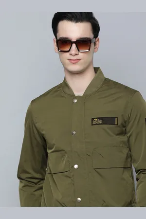 Flying Machine Men Solid Oversized Pockets Bomber Jacket with Patchwork Detail