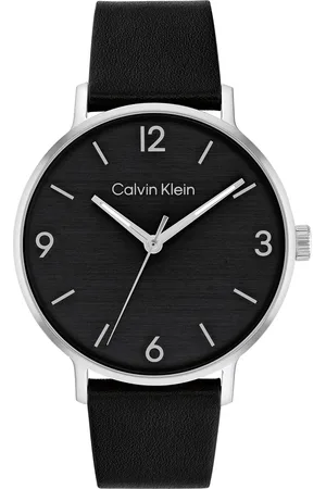 Calvin Klein Men Modern Leather Analogue Watch 25200437-Black
