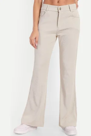 Broadstar Women High-Rise Stretchable Flared Bootcut Corduroy Trousers