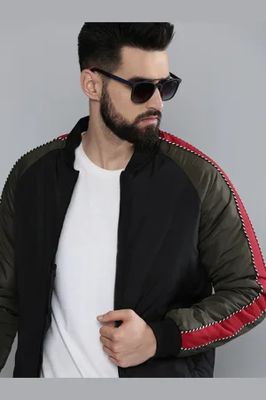 Flying Machine Men Black Solid Bomber Jacket