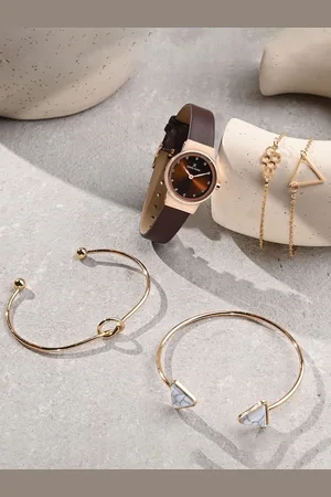 Daniel Klein Women Stone Studded Bracelet & Analogue Watch Gift Set