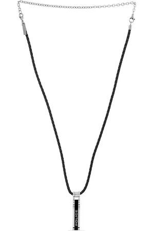 Police Men Black & Silver-Toned Silver Necklace
