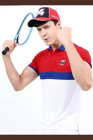 Ketch Men Red Colourblocked Polo Collar Slim Fit T-shirt