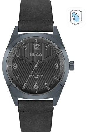HUGO BOSS Boss Make Men Black Dial & Charcoal Grey Leather Straps Analogue Watch 1530250