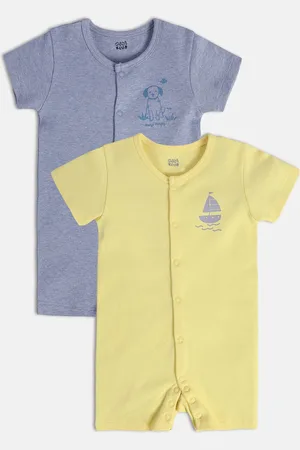 MINI KLUB Infants Boys Pack Of 2 Printed Pure Cotton Rompers