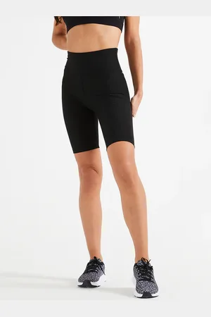 DECATHLON Women Black Camouflage Checked Sports Shorts