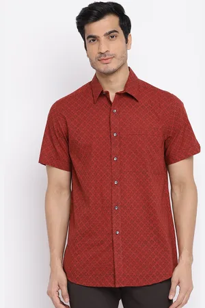 Fabindia Men Rust Printed Cotton Casual Shirt