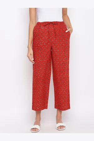 Fabindia Women Red Printed Trousers