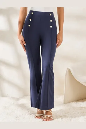 Styli Women High Waist Fit & Flare Button Detail Leggings