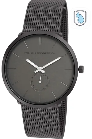 French Connection Men Grey Dial & Grey Stainless Steel Bracelet Style Straps Analogue Watch
