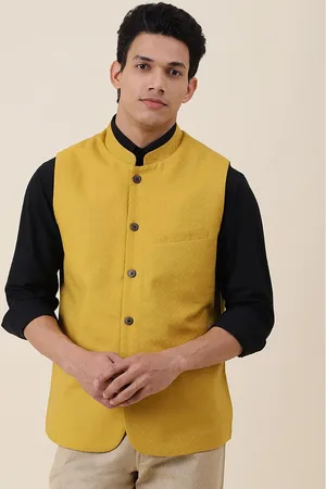 Fabindia Men Woven Design Cotton Nehru Jackets