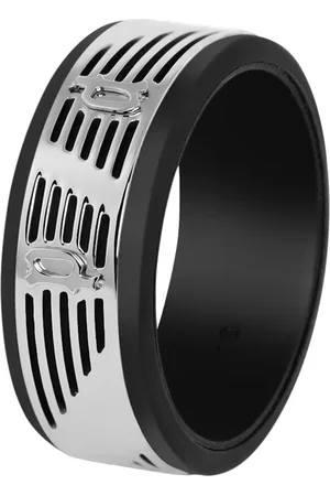 Police Men Black Silver Textured Burren Finger Ring