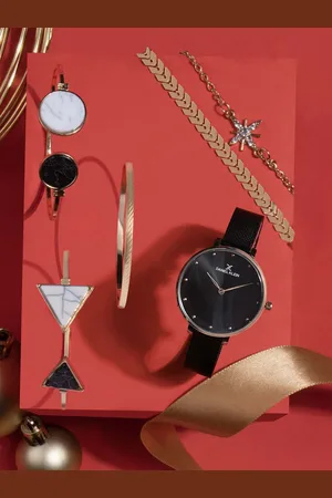 Daniel Klein Women Stone Studded Bracelet & Analogue Watch Gift Set