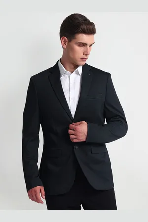 Arrow Notched Lapel Long Sleeves Single Breasted Slim Fit Formal Blazer