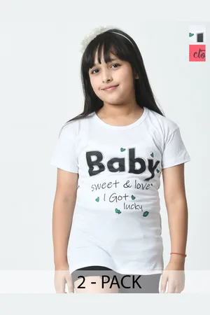 BAESD Girls Typography 2 Printed Applique cottonT-shirt