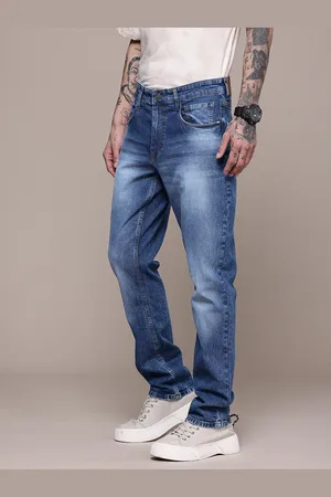 WROGN Men Straight Fit Heavy Fade Stretchable Jeans