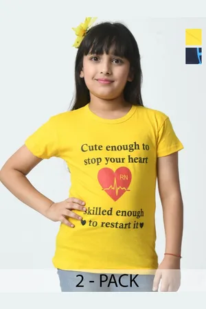 BAESD Girls Typography 2 Printed cotton T-shirt