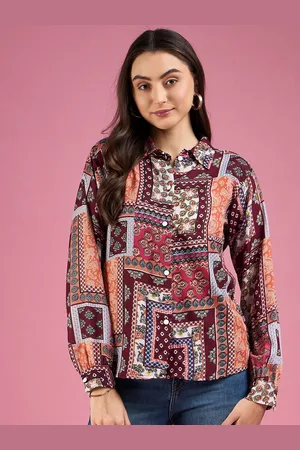 DressBerry Red Smart Ethnic Motifs Printed Crepe Casual Shirt