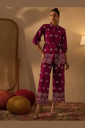 Anouk Embroidered Pure Cotton Tunic With Trousers & Belt