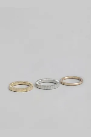 Calvin Klein Women Set of 3 Playful RepetitionStainless Steel Finger Rings