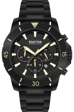 Kenneth Cole Men Black Dial & Grey Stainless Steel Bracelet Style Straps Analogue Watch