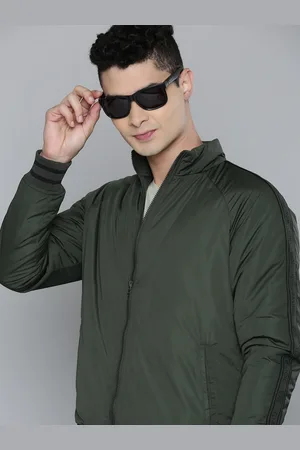 Flying Machine Men Green Back Brand Logo Self Design Insulator Bomber Jacket