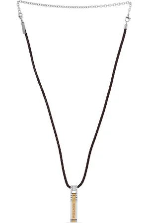 Police Men Yellow & Brown Silver Thionville Necklace