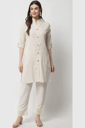 Kalini Mandarin Collar Pure Cotton Tunic With Trousers