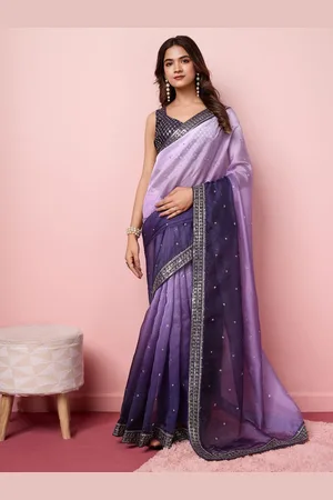 VAIRAGEE Ombre Embroidered Sequinned Organza Saree