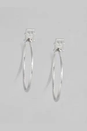Tommy Hilfiger Silver Plated Stainless Steel Circular Half Hoop Earrings