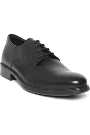 Geox Men Black Leather Formal Derbys