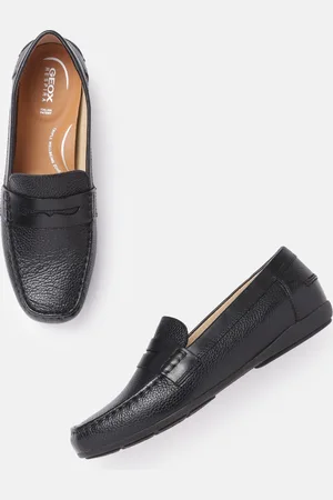 Geox Women Black Textured Leather Loafers