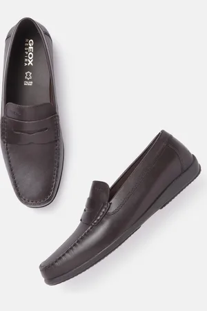 Geox Men Brown Textured Leather Driving Shoes