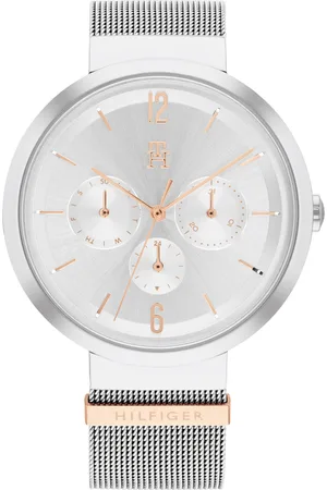 Tommy Hilfiger Women Silver-Toned Dial & Silver Toned Stainless Steel Bracelet Style Straps Analogue Watch