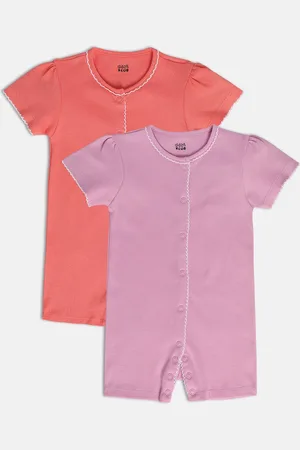MINI KLUB Infant Girls Pack Of 2 Pure Cotton Rompers