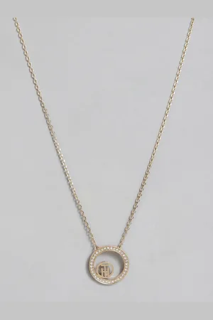 Tommy Hilfiger Women Gold-Plated Circular-Shaped Crystals Studded Necklace