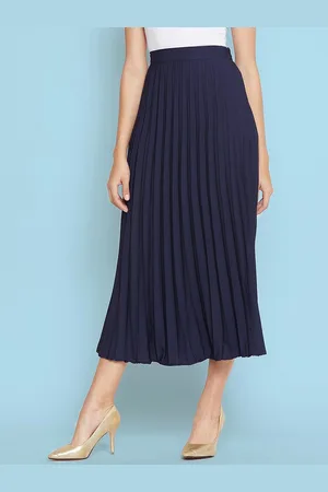 Femvy Crepe Accordion Pleated flared Maxi Skirt