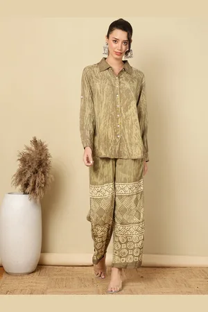 Jaipur Bagru Printed Tie-Dyed Shirt & Trousers Co-Ords