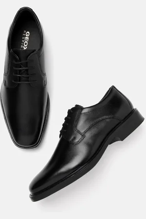 Geox Men Black Leather Formal Derbys