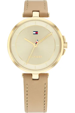 Tommy Hilfiger Women Beige Dial & Brown Leather Straps Analogue Watch TH1782364
