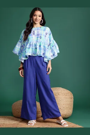 Sangria Geometric Printed Regular Top with Trousers