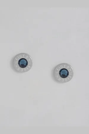 Tommy Hilfiger Silver Plated Crystals Studded Stainless Steel Circular Studs