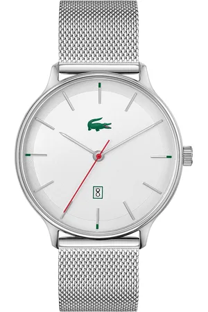 Lacoste Men White Dial & Silver Toned Bracelet Style Straps Analogue Watch 2011201