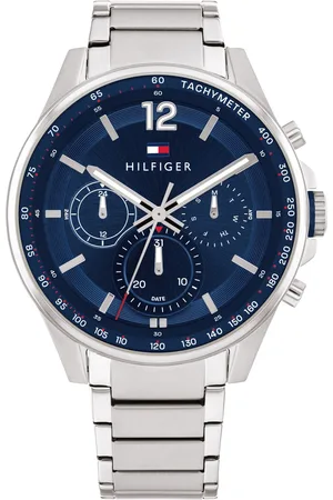 Tommy Hilfiger Men Blue Dial & Silver Toned Stainless Steel Bracelet Style Straps Analogue Watch TH1791973