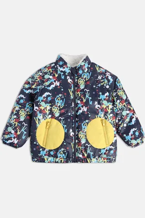 MINI KLUB Boys Abstract Printed Mock Collar Lightweight Crop Padded Jacket