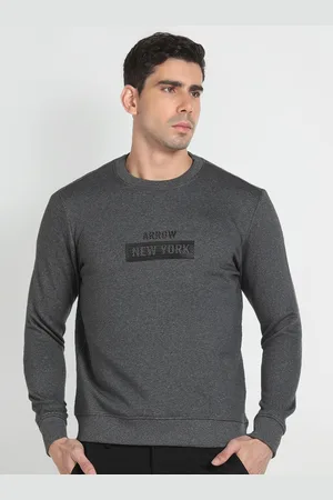Arrow Typography Printed Long Sleeve Pullover Sweatshirt