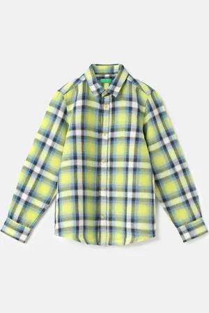 Benetton Boys Tartan Checks Opaque Checked Casual Shirt