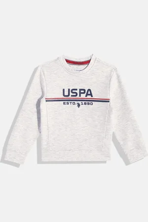 Ralph Lauren Boys Grey Melange Brand Logo Print Sweatshirt