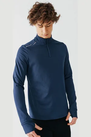 DECATHLON Men Blue High Neck Running Kalenji Warm T-shirt