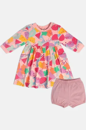 MINI KLUB Girls Abstract Printed A-Line Pure Cotton Dress